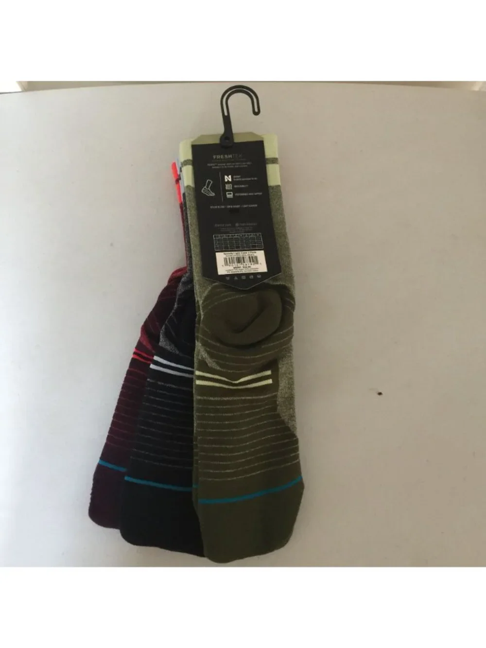 Stance Men's SPEEDY Light Crew Performance 3 Pack Size Large 9-13 Red Black Gree